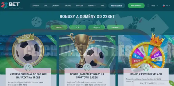22bet casino bonusy