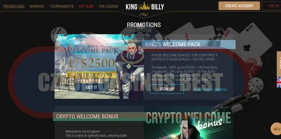 King Billy casino bonusy