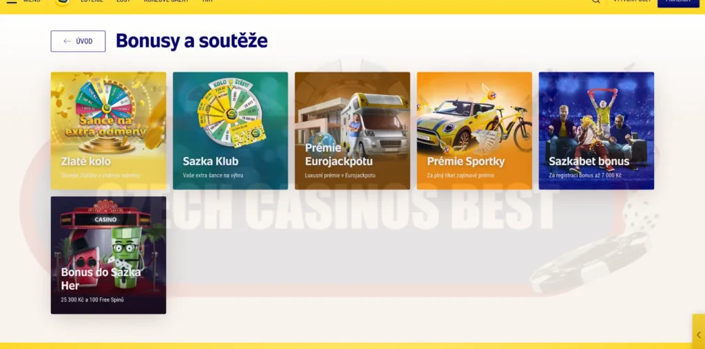 Všechny bonusy v Sazka Casino
