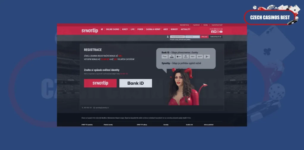 Přihlášení do SYNOT TIP Casino